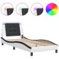 vidaXL Estructura cama con LED cuero sintético blanco negro 80x200 cm vidaXL Estructura cama con LED cuero sintético blanco negro 80x200 cm