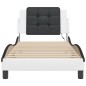 vidaXL Estructura cama con LED cuero sintético blanco y negro 90x190cm vidaXL Estructura cama con LED cuero sintético blanco y negro 90x190cm