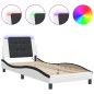 vidaXL Estructura cama con LED cuero sintético blanco negro 100x200 cm vidaXL Estructura cama con LED cuero sintético blanco negro 100x200 cm