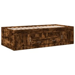 vidaXL Tumbona con cajones madera ingeniería roble ahumado 90x200 cm
