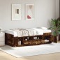 vidaXL Tumbona con cajones madera ingeniería roble ahumado 90x200 cm vidaXL Tumbona con cajones madera ingeniería roble ahumado 90x200 cm