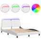 vidaXL Estructura cama con luces LED cuero sintético blanco 140x190 cm vidaXL Estructura cama con luces LED cuero sintético blanco 140x190 cm
