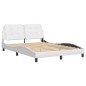 vidaXL Estructura cama con luces LED cuero sintético blanco 140x190 cm vidaXL Estructura cama con luces LED cuero sintético blanco 140x190 cm