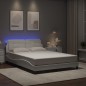 vidaXL Estructura cama con luces LED cuero sintético blanco 140x190 cm vidaXL Estructura cama con luces LED cuero sintético blanco 140x190 cm