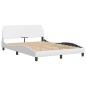 vidaXL Estructura cama con luces LED cuero sintético blanco 140x190 cm vidaXL Estructura cama con luces LED cuero sintético blanco 140x190 cm