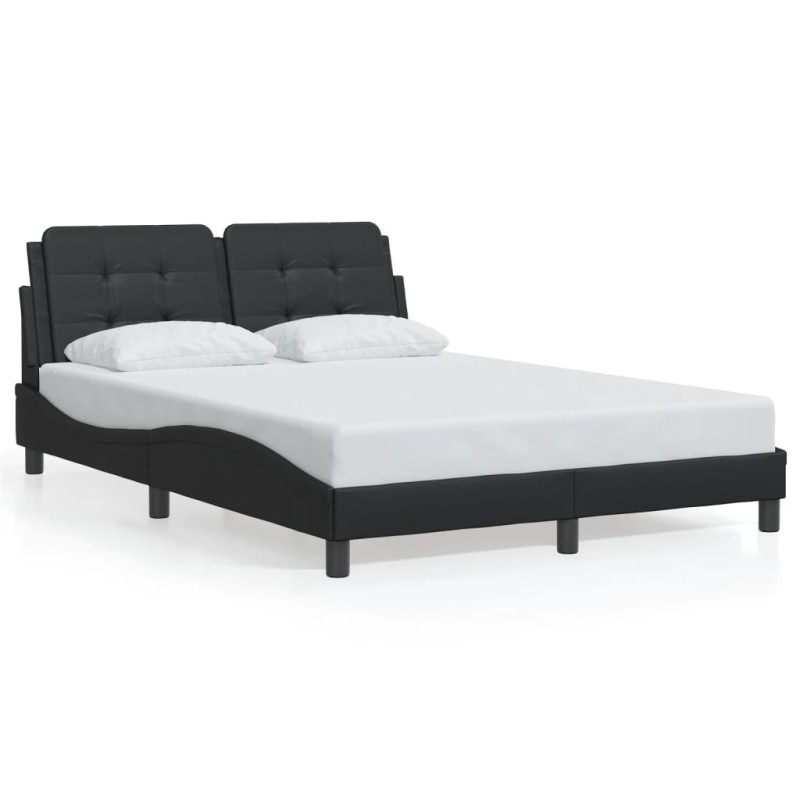 vidaXL Estructura de cama con luces LED cuero PE negro 140x200 cm vidaXL Estructura de cama con luces LED cuero PE negro 140x200 cm