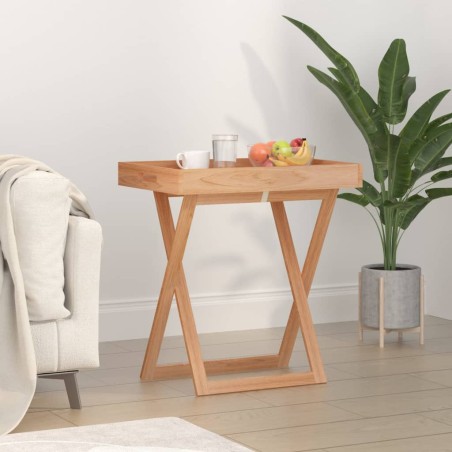 vidaXL Mesa bandeja plegable madera maciza nogal 52x36x56,5 cm