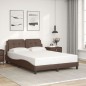 vidaXL Estructura cama con luces LED cuero sintético marrón 140x200 cm vidaXL Estructura cama con luces LED cuero sintético marrón 140x200 cm