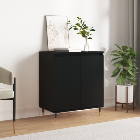 vidaXL Aparador de madera contrachapada negro 60x35x70 cm