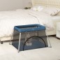 vidaXL Parque infantil para bebés con colchón tela lino azul marino vidaXL Parque infantil para bebés con colchón tela lino azul marino