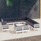 vidaXL Muebles de jardín 14 pzas con cojines blanco madera maciza pino vidaXL Muebles de jardín 14 pzas con cojines blanco madera maciza pino