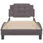 vidaXL Estructura de cama con cabecero cuero sintético gris 90x190 cm vidaXL Estructura de cama con cabecero cuero sintético gris 90x190 cm
