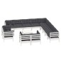 vidaXL Muebles de jardín 14 pzas con cojines blanco madera maciza pino vidaXL Muebles de jardín 14 pzas con cojines blanco madera maciza pino