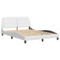 vidaXL Estructura de cama cabecero cuero sintético blanco 120x200 cm