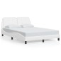 vidaXL Estructura de cama cabecero cuero sintético blanco 140x190 cm vidaXL Estructura de cama cabecero cuero sintético blanco 140x190 cm