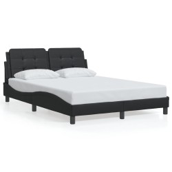 vidaXL Estructura de cama con cabecero cuero sintético negro 140x200cm
