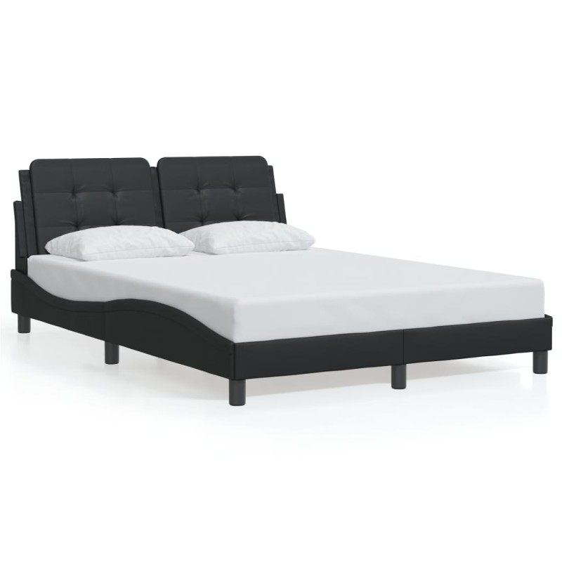 vidaXL Estructura de cama con cabecero cuero sintético negro 140x200cm vidaXL Estructura de cama con cabecero cuero sintético negro 140x200cm