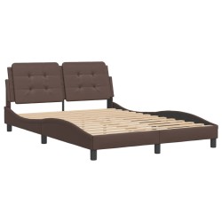 vidaXL Estructura de cama cabecero cuero sintético marrón 140x200 cm