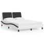 vidaXL Estructura cama cabecero cuero sintético blanco negro 140x200cm vidaXL Estructura cama cabecero cuero sintético blanco negro 140x200cm