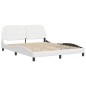 vidaXL Estructura de cama cabecero cuero sintético blanco 160x200 cm vidaXL Estructura de cama cabecero cuero sintético blanco 160x200 cm