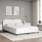 vidaXL Estructura de cama cabecero cuero sintético blanco 160x200 cm vidaXL Estructura de cama cabecero cuero sintético blanco 160x200 cm