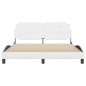 vidaXL Estructura de cama cabecero cuero sintético blanco 160x200 cm vidaXL Estructura de cama cabecero cuero sintético blanco 160x200 cm