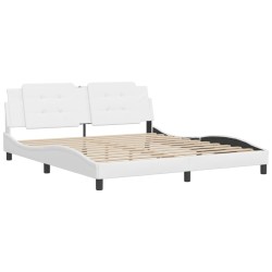 vidaXL Estructura de cama cabecero cuero sintético blanco 180x200 cm