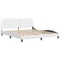 vidaXL Estructura de cama cabecero cuero sintético blanco 180x200 cm vidaXL Estructura de cama cabecero cuero sintético blanco 180x200 cm