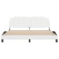 vidaXL Estructura de cama cabecero cuero sintético blanco 180x200 cm vidaXL Estructura de cama cabecero cuero sintético blanco 180x200 cm