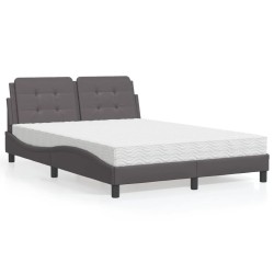 vidaXL Cama con colchón cuero sintético gris 120x200 cm