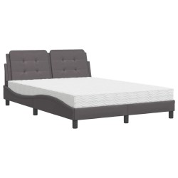 vidaXL Cama con colchón cuero sintético gris 120x200 cm