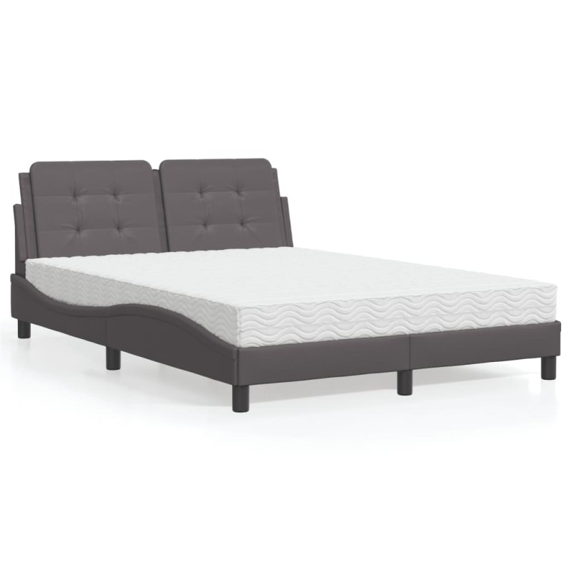 vidaXL Cama con colchón cuero sintético gris 140x190 cm vidaXL Cama con colchón cuero sintético gris 140x190 cm
