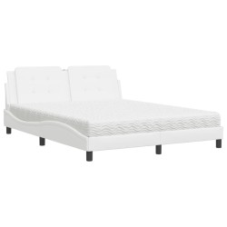 vidaXL Cama con colchón cuero sintético blanco 160x200 cm