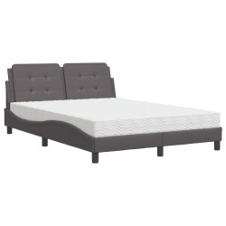 vidaXL Cama con colchón cuero sintético gris 140x200 cm