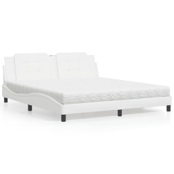 vidaXL Cama con colchón cuero sintético blanco 180x200 cm