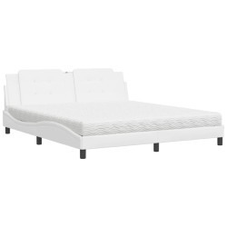 vidaXL Cama con colchón cuero sintético blanco 180x200 cm