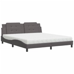 vidaXL Cama con colchón cuero sintético gris 180x200 cm