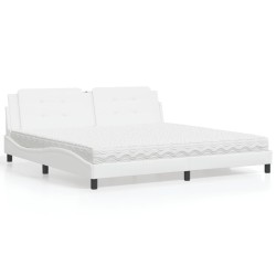 vidaXL Cama con colchón cuero sintético blanco 200x200 cm