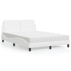 vidaXL Cama con colchón cuero sintético blanco 140x190 cm