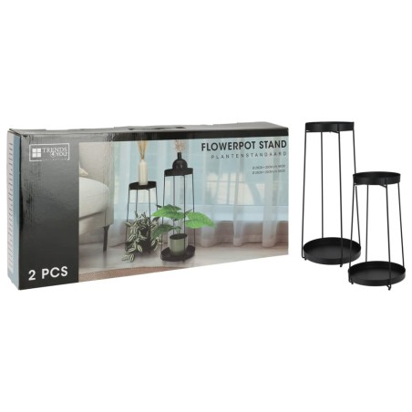 H&S Collection Soporte para macetas 2 piezas metal negro