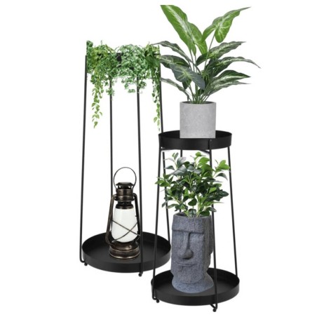 H&S Collection Soporte para macetas 2 piezas metal negro