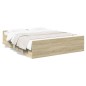 vidaXL Cama con cajones madera ingeniería roble Sonoma 140x200 cm vidaXL Cama con cajones madera ingeniería roble Sonoma 140x200 cm