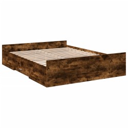 vidaXL Cama con cajones madera de ingeniería roble ahumado 140x200 cm