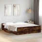 vidaXL Cama con cajones madera de ingeniería roble ahumado 140x200 cm vidaXL Cama con cajones madera de ingeniería roble ahumado 140x200 cm