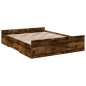 vidaXL Cama con cajones madera de ingeniería roble ahumado 140x200 cm vidaXL Cama con cajones madera de ingeniería roble ahumado 140x200 cm
