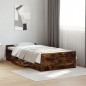 vidaXL Cama con cajones madera de ingeniería roble ahumado 90x190 cm