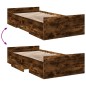 vidaXL Cama con cajones madera de ingeniería roble ahumado 90x190 cm