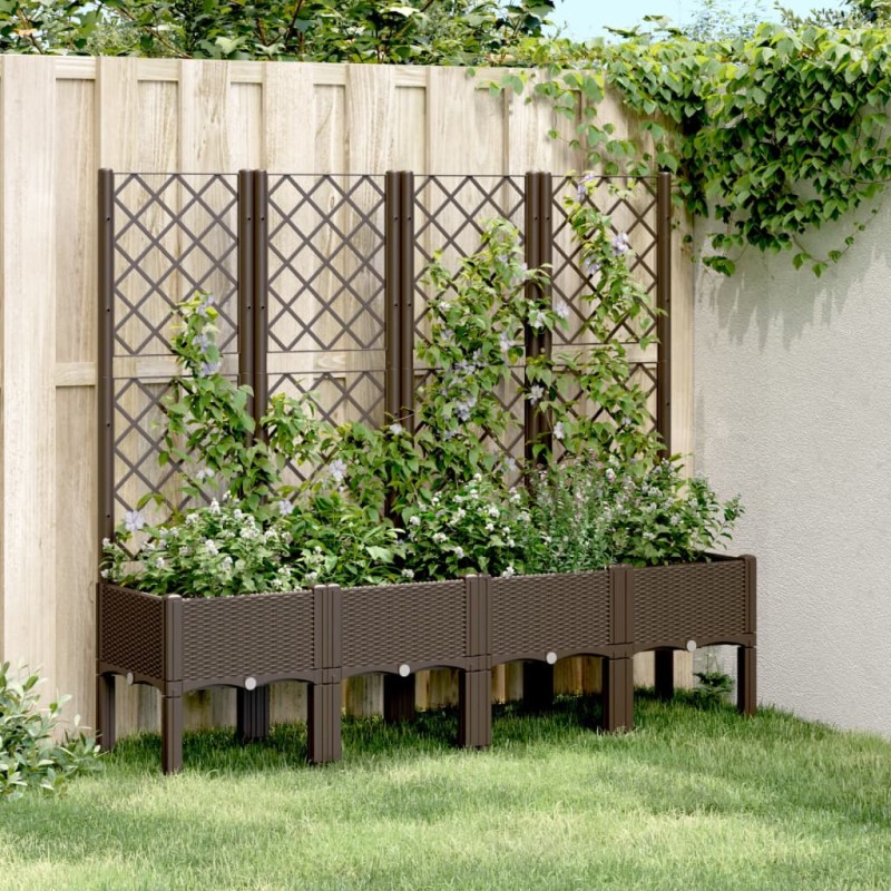 vidaXL Jardinera con enrejado PP marrón 160x40x142 cm vidaXL Jardinera con enrejado PP marrón 160x40x142 cm