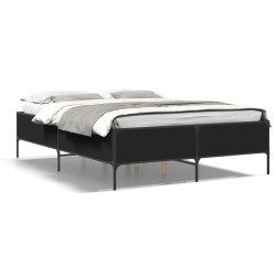 vidaXL Estructura de cama madera de ingeniería y metal negro 140x190cm