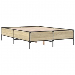 vidaXL Estructura cama madera ingeniería metal roble Sonoma 135x190 cm